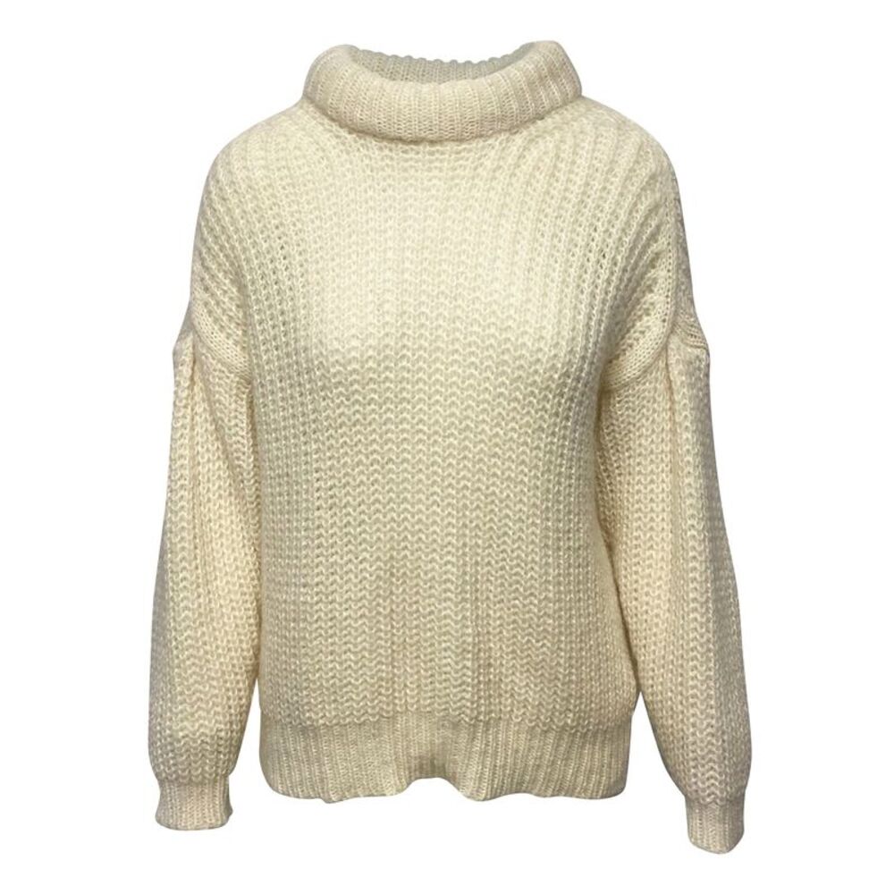 Ba&sh Turtleneck Sweater in Cream Wool